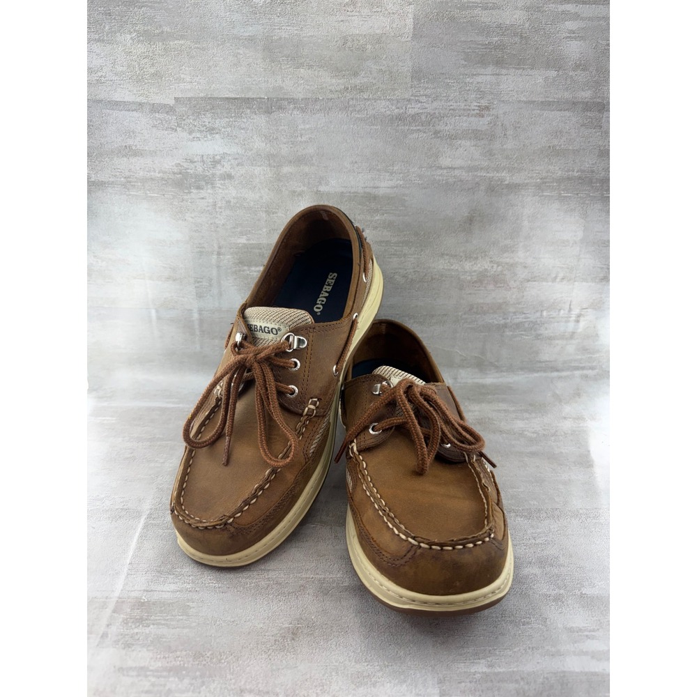 Sebago Marine Grip Men Brown Leather Mesh Boat Shoes Size 9M 8910160